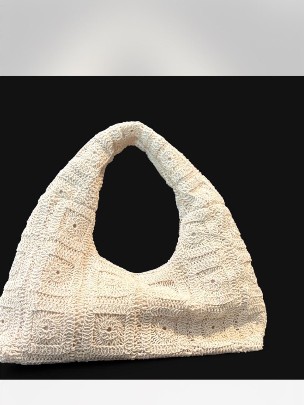 Cream Crochet Hobo Satchel – Soft Textured Shoulder Bag